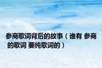 参商歌词背后的故事（谁有 参商 的歌词 要纯歌词的）