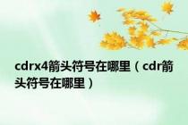 cdrx4箭头符号在哪里（cdr箭头符号在哪里）
