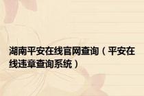 湖南平安在线官网查询（平安在线违章查询系统）