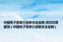 中国电子信息行业联合会官网 项目经理查询（中国电子信息行业联合会官网）