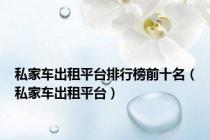 私家车出租平台排行榜前十名（私家车出租平台）