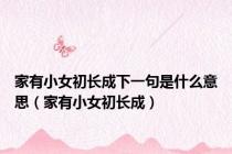 家有小女初长成下一句是什么意思（家有小女初长成）