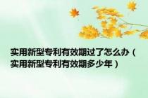 实用新型专利有效期过了怎么办（实用新型专利有效期多少年）