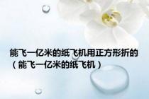 能飞一亿米的纸飞机用正方形折的（能飞一亿米的纸飞机）