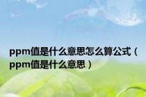 ppm值是什么意思怎么算公式（ppm值是什么意思）