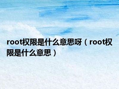 root权限是什么意思呀（root权限是什么意思）