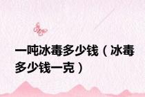 一吨冰毒多少钱（冰毒多少钱一克）