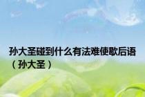 孙大圣碰到什么有法难使歇后语（孙大圣）