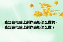 我想在电脑上制作表格怎么做的（我想在电脑上制作表格怎么做）