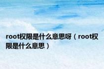 root权限是什么意思呀（root权限是什么意思）