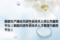 新疆生产建设兵团专业技术人员公共服务平台（新疆兵团专业技术人才管理与服务平台）