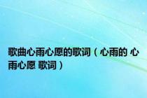 歌曲心雨心愿的歌词（心雨的 心雨心愿 歌词）