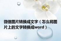 微信图片转换成文字（怎么将图片上的文字转换成word）