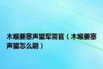木喉要塞声望军需官（木喉要塞声望怎么刷）