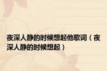 夜深人静的时候想起他歌词（夜深人静的时候想起）