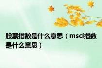 股票指数是什么意思（msci指数是什么意思）