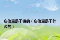 启信宝是干嘛的（启信宝是干什么的）