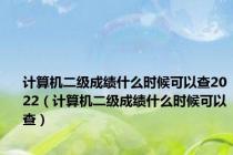 计算机二级成绩什么时候可以查2022（计算机二级成绩什么时候可以查）