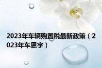 2023年车辆购置税最新政策（2023年车恩宇）