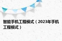 智能手机工程模式（2023年手机工程模式）