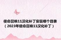 使命召唤11汉化补丁安装哪个目录（2023年使命召唤11汉化补丁）