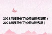 2023年腰扭伤了如何快速恢复呢（2023年腰扭伤了如何快速恢复）