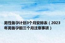 男性备孕计划3个月安排表（2023年男备孕前三个月注意事项）