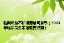 临渊羡鱼不如退而结网意思（2023年临渊羡鱼不如退而织网）