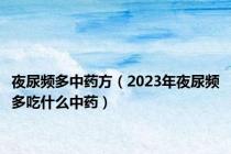 夜尿频多中药方（2023年夜尿频多吃什么中药）