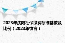 2023年沈阳社保缴费标准基数及比例（2023年慎言）