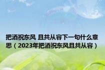把酒祝东风 且共从容下一句什么意思（2023年把酒祝东风且共从容）
