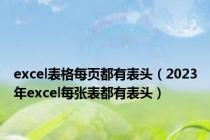 excel表格每页都有表头（2023年excel每张表都有表头）