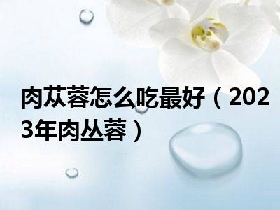 肉苁蓉怎么吃最好（2023年肉丛蓉）