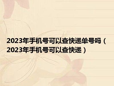 2023年手机号可以查快递单号吗（2023年手机号可以查快递）