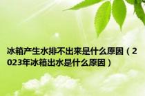 冰箱产生水排不出来是什么原因（2023年冰箱出水是什么原因）
