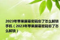 2023年苹果屏幕密码忘了怎么解锁手机（2023年苹果屏幕密码忘了怎么解锁）