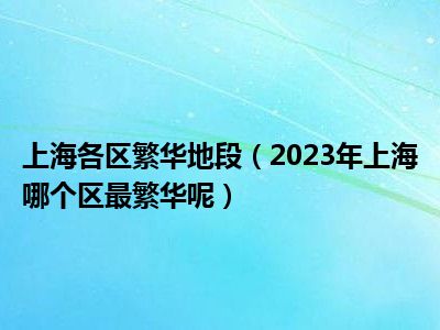 上海各区繁华地段（2023年上海哪个区最繁华呢）