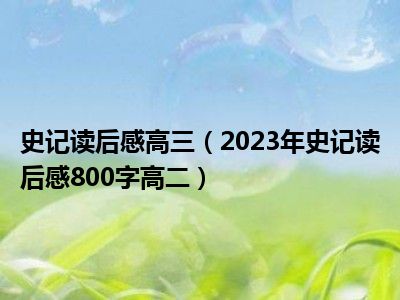 史记读后感高三（2023年史记读后感800字高二）