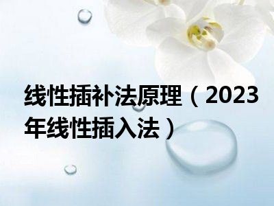 线性插补法原理（2023年线性插入法）