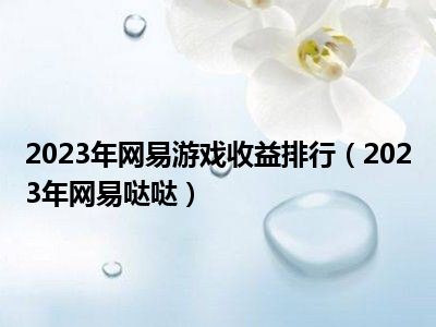 2023年网易游戏收益排行（2023年网易哒哒）