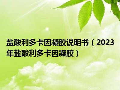 盐酸利多卡因凝胶说明书（2023年盐酸利多卡因凝胶）