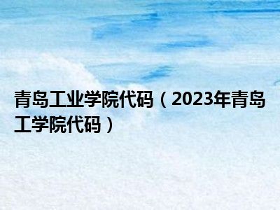 青岛工业学院代码（2023年青岛工学院代码）