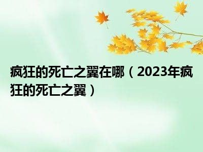 疯狂的死亡之翼在哪（2023年疯狂的死亡之翼）