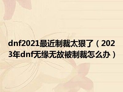 dnf2021最近制裁太狠了（2023年dnf无缘无故被制裁怎么办）