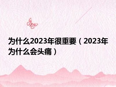 为什么2023年很重要（2023年为什么会头痛）