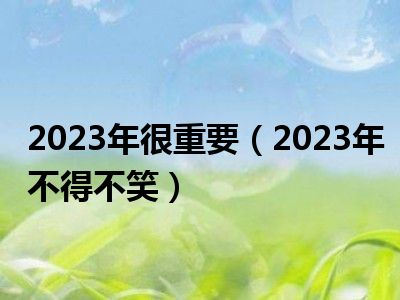 2023年很重要（2023年不得不笑）