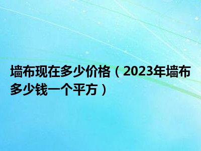 墙布现在多少价格（2023年墙布多少钱一个平方）