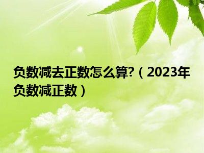 负数减去正数怎么算?（2023年负数减正数）