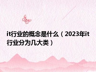 it行业的概念是什么（2023年it行业分为几大类）