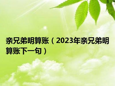 亲兄弟明算账（2023年亲兄弟明算账下一句）